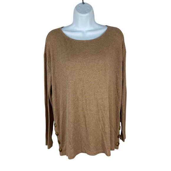 Z Supply Womens Size Medium Ribbed Knit Pullover with Side Button Detailing - Picture 1 of 6